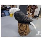 Large Bald Eagle Chain Saw Carving - Painted