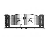 20' Iron Gate - Gate pier design - Double Arc Deer