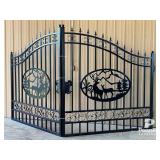 14' Dual Swing Wrought Iron Driveway Gate - Deer