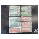 1954 & 1967 One Dollar Bills 1954 Two Dollar Bills