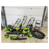 Greenworks Yard Care Lot With Garden Hose & Cart