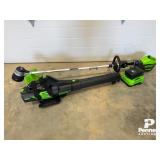 Greenworks 80V String Trimmer, Leaf Blower w/ Batt