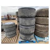 (4) 445/50R22.5 Truck Tractor Drive Tires w/ Rims