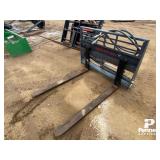 48' Skid Steer Pallet Forks w/ Hyd Fork Positioner