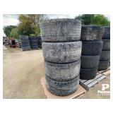 (4) 455/55R22.5 Truck Tractor Drive Tires w/ Rims