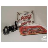 Coca Cola Mirror, Tray & Brownie Hawkeye Cameras