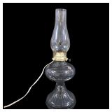 VINTAGE BEEHIVE GLASS OIL LAMP WITH CHIMNEY