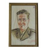 1943 WWII PASTEL PORTRAIT ARMY SOLDIER