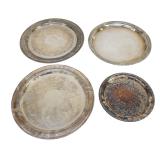4 VINTAGE SILVER PLATED TRAYS