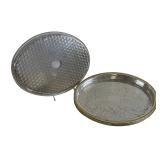 3 VINTAGE SILVER PLATED TRAYS WITH PIERCED GALLERY RIM