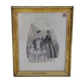 FRAMED ANTIQUE LADIES FASHION PLATE