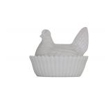 MILK GLASS HEN ON NEST