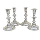 4 STIEFF PEWTER CANDLESTICKS