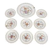 9 LACE EDGE BAVARIAN SAUCERS AND PLATE