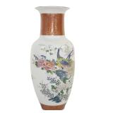SATSUMA JAPANESE PEACOCK AND FLORAL VASE
