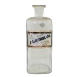 ANTIQUE APOTHECARY ETHER LABEL UNDER GLASS BOTTLE