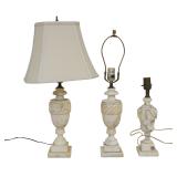 3 VINTAGE ITALIAN CARVED ALABASTER LAMPS