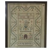 VINTAGE CROSS STITCH SCHOOLGIRL SAMPLER
