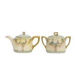 ANTIQUE PORCELAIN TEAPOT AND SUGAR SET