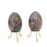 2 VINTAGE CHINESE CLOISONNE EGGS WITH STANDS