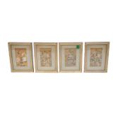 SET OF 4 FRAMED VINTAGE CHINESE PAINTINGS ON SILK