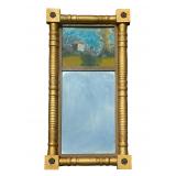 19th CENTURY AMERICAN FEDERAL GILTWOOD REVERSE-PAINTED MIRROR
