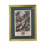 18th c HAND COLORED COPPER PLATE ENGRAVING 'CERES'