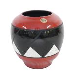 SIGNED CHARLES CHRISCO RAKU STUDIO RED POTTERY CRAZED VASE