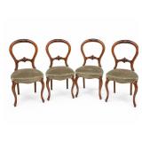 SET OF 4 VICTORIAN CARVED WALNUT BALLOON-BACK CHAIRS