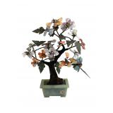 VINTAGE CARVED CHINESE JADE BONSAI TREE 1940s
