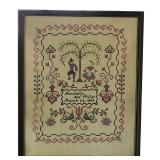 VINTAGE 1943 CROSS STITCH SAMPLER WEDDING - ANNIVERSARY
