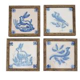 SET OF 4 FRAMED ANTIQUE DELFT TILES