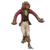 BILL HUEBBE CARVED MONKEY FIGURAL CANDELABRA 1990
