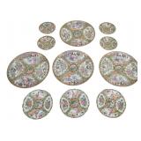 11 PC QING DYNASTY CHINESE CANTON ROSE MEDALLION PLATES - BOWLS