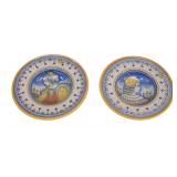 2 HAND PAINTED DERUTA ITALY PORTRAIT PLATES