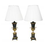 19th c FRENCH EMPIRE BRONZE LAMPS WITH SWANS
