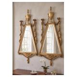 MATCHED PAIR OF CARVED ITALIAN TRIANGULAR MIRRORS