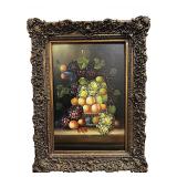 LARGE STILL LIFE GICLEE IN DEEPLY CARVED ORNATE FRAME