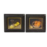 PAIR MID CENTURY OIL ON CANVAS STILL LIVES HENRIKSEN