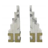 ART DECO STYLE ITALIAN CARRARA MARBLE BOOKENDS