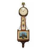 WALTHAM BANJO CLOCK EGLOMISE MARITIME GLASS