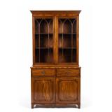 GEORGE III FLAME MAHOGANY DOUBLE DOOR BOOKCASE