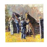 ORIGINAL OIL ON CANVAS EQUESTRIAN IMPASTO