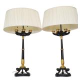 PAIR OF EMPIRE c. 1800-15 BRONZE & GILT TABLE LAMPS