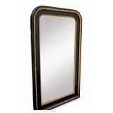 ANTIQUE LARGE LOUIS PHILIPPE EBONY & GILT MIRROR