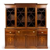 A FINE QUALITY ADAM STYLE MAHOGANY INLAID BREAKFRONT