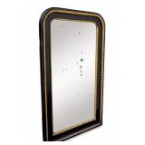 ANTIQUE LARGE LOUIS PHILIPPE EBONY & GILT MIRROR