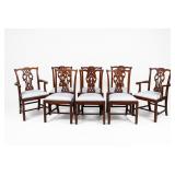 8 MAITLAND SMITH CARVED CHIPPENDALE REGENCY DINING CHAIRS