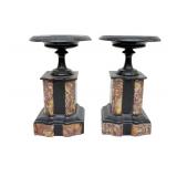 PAIR 19th C FRENCH NAPOLEON III MARBLE GARNITURE TAZZA