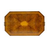 LARGE BURL & YEW WOOD MARQUETRY BUTLERS TRAY